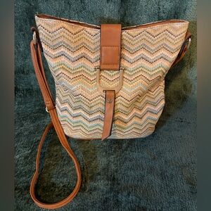 Striped Brown Shoulder Bag